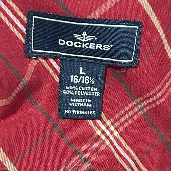 Dockers' Men's Long Sleeve Button Up Red Plaid Dress Shirt Sz L 16-16.5 Classic - Picture 10 of 12